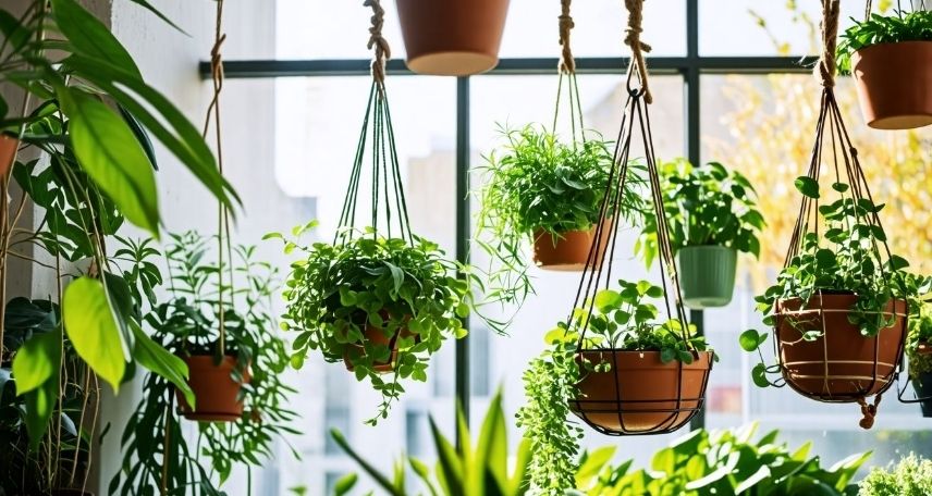dirty water and macramé plant holders