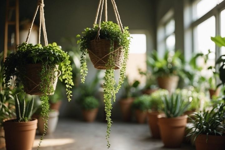 dirty water and macramé plant holders